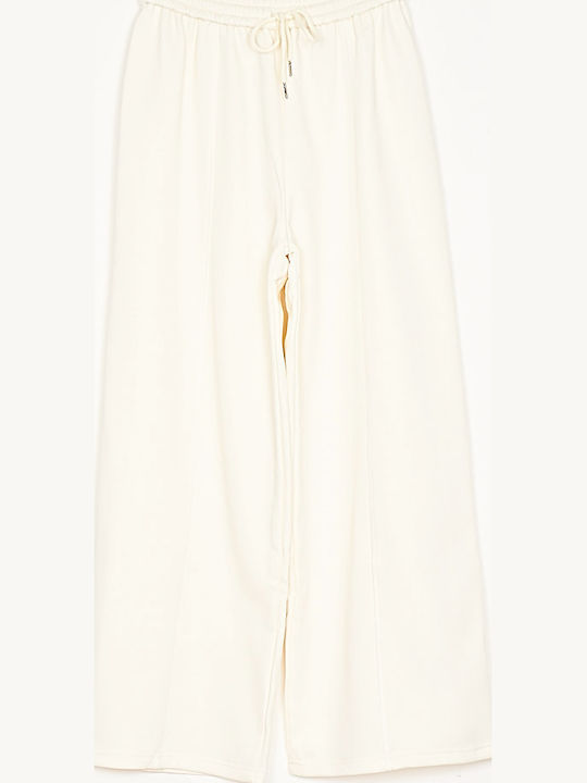 Women's Ecru Set with Trousers with Rubber Band in Loose Fit