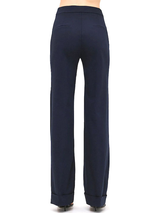 Access Women's High Rise Fabric Trousers in Straight Leg Style Blue Access Women's High Rise Fabric Trousers in Straight Leg Style Blue