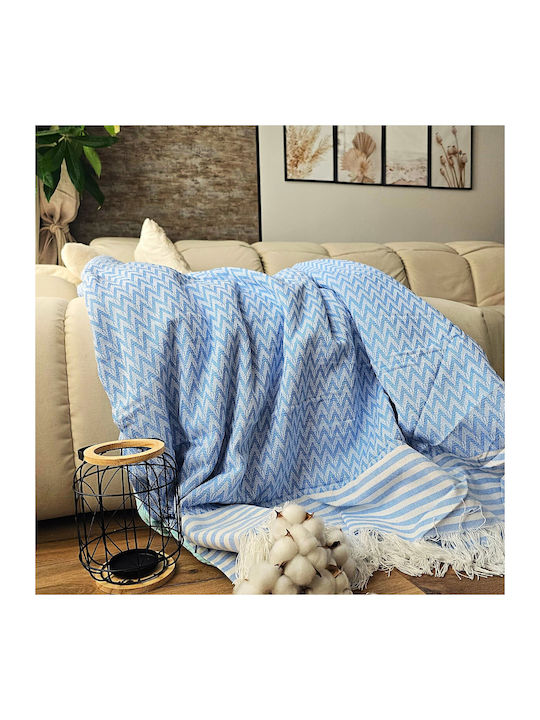 Kotonia Home Κουβερλί Υπέρδιπλο Βαμβακερό Blue 220x240cm