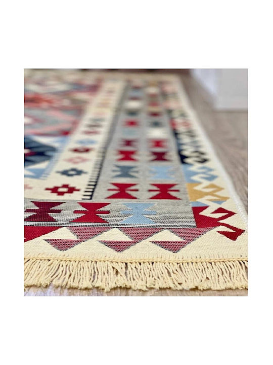 Kotonia Home Rectangular Cotton Multicolour Rug 100x300cm