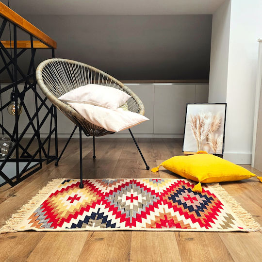 Kotonia Home Rectangular Cotton Multicolour Rug 100x300cm