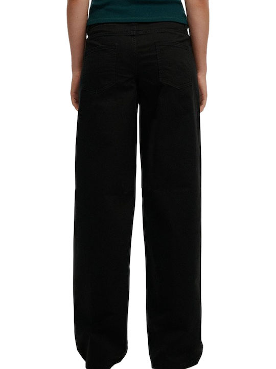 Damen Chino Hose in Baggy Bein Stil Schwarz