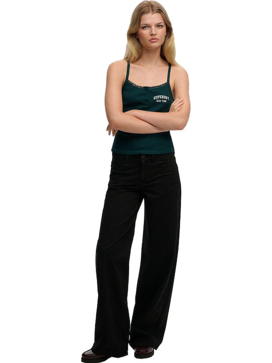 Damen Chino Hose in Baggy Bein Stil Schwarz