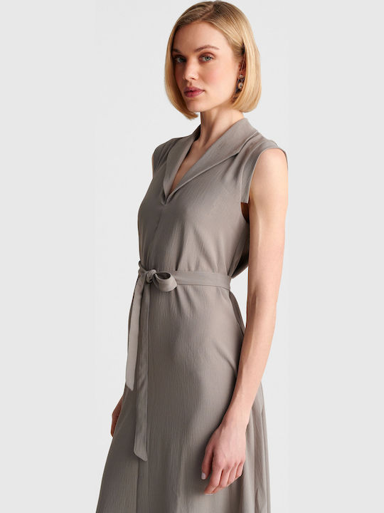 Sommer Midi Damenkleid Grau