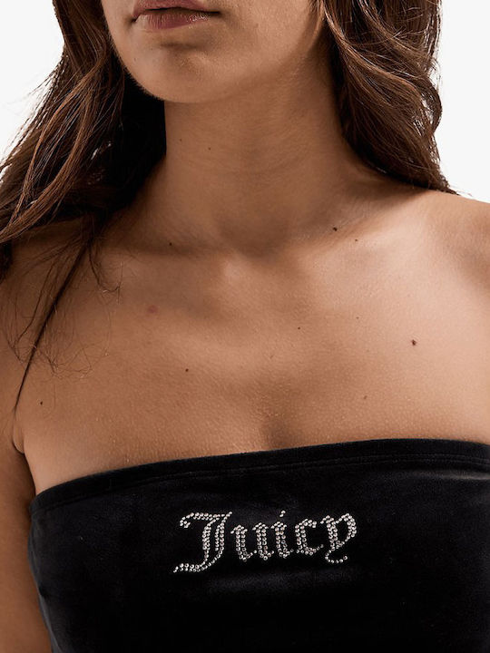 Summer Mini Evening Strapless Velvet Black Dress