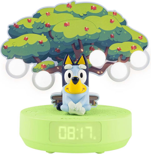Bigben Дигитален Нощна Лампа Будилник 3 Мелодии Бял Шум Дизайн Bluey 1200mah Vert Bleu