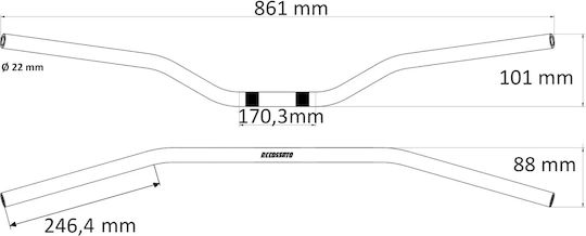 Accossato Тиμόни 22mm Hbt174s Bmw F 650 Gs 00-08 Ширина 86,5cm Сребрист