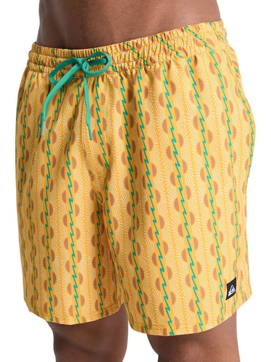 Stretch Men's Swim Shorts Yellow with Patterns