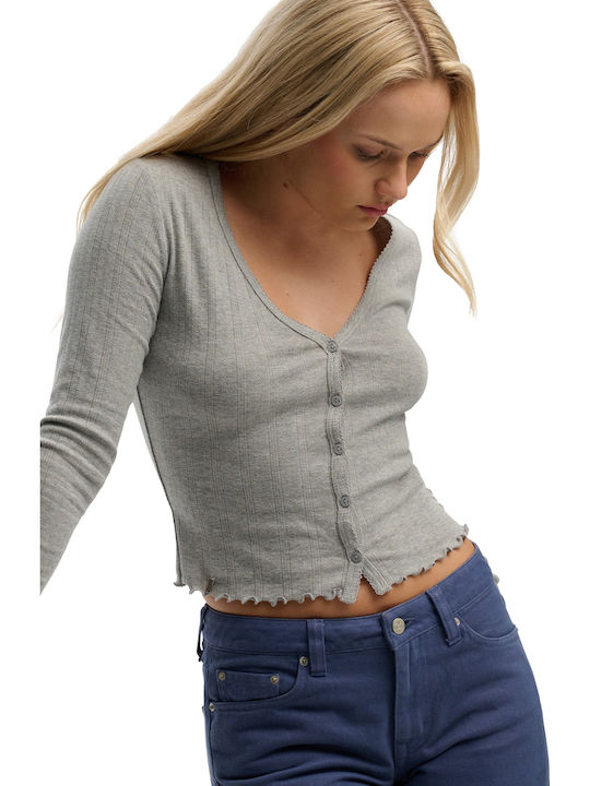 Women's Knitted Cardigan Grey Marl