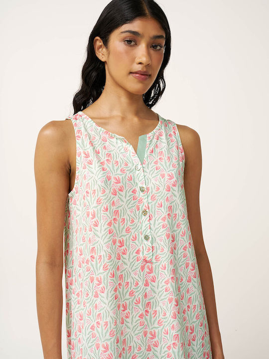 Vamp Vamp Sommer Baumwollenes Damen Nachthemd Mint Grau