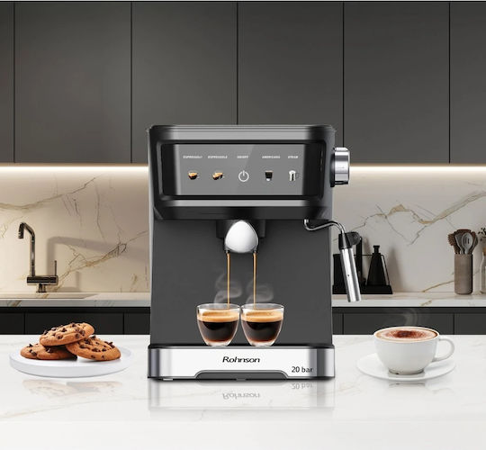 Rohnson Μηχανή Espresso 850W Πίεσης 20bar Μαύρη R-98035