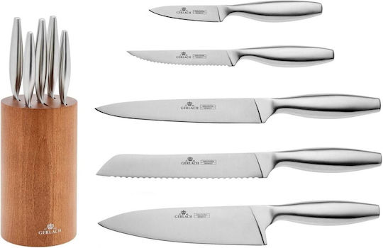 Gerlach Feines Messer-Set mit Rostfreiem Stahl Sockel 6 Stück