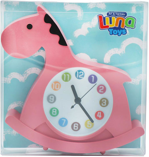 Luna Desktop Clock Little Horse Pink