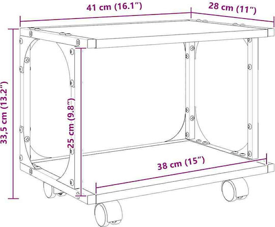 Vidaxl Printer Stand Industrial Design 41 X 28 X 33.5 Cm Wood Old Wood 882989
