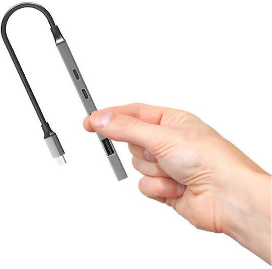 Port Designs USB-Hub 4 Anschlüsse USB 3.0 mit USB-C Verbindung Grau