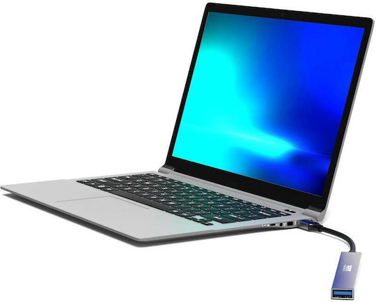 Port Designs USB-Hub 4 Anschlüsse USB 3.0 mit USB-C Verbindung Grau