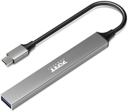 Port Designs USB-Hub 4 Anschlüsse USB 3.0 mit USB-C Verbindung Grau