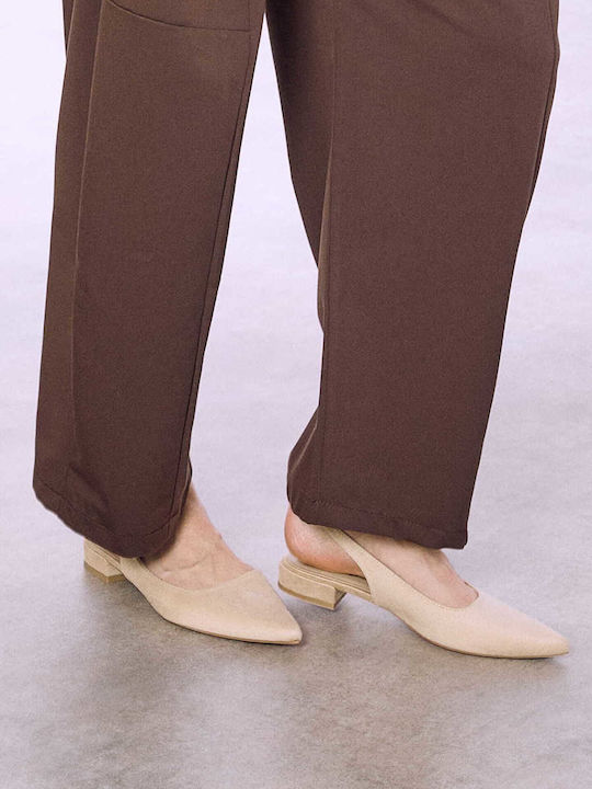 Celestino Pantofi Plați Slingback Bej