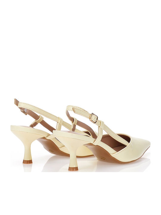 Spitze Pumps mit Riemen & Mittlerem Absatz Gelbe