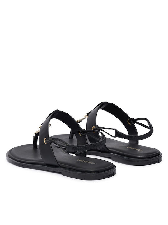 Leather Women's Flat Sandals Black