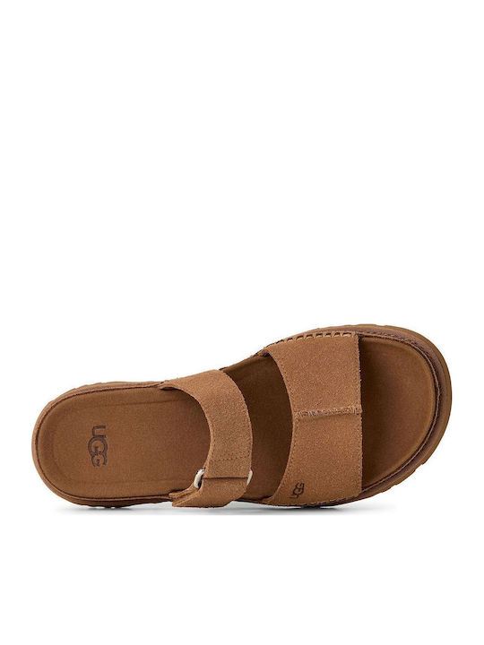 Slide Leather Women's Sandals Tabac