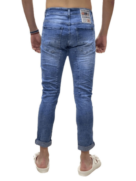 Ανδρικό Παντελόνι Τζιν Ελαστικό με Loose Baggy Εφαρμογή Blue