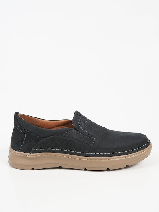 Leather Men's Moccasins In Blue Colour