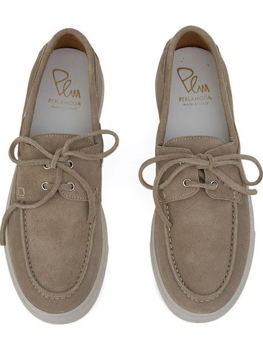 Suede Ανδρικά Boat Shoes σε Μπεζ Χρώμα