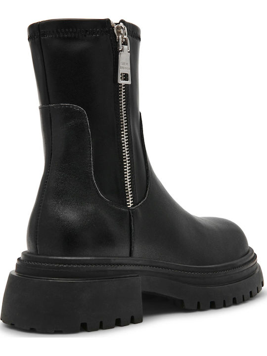 Leder Stiefeletten Damen Schwarz