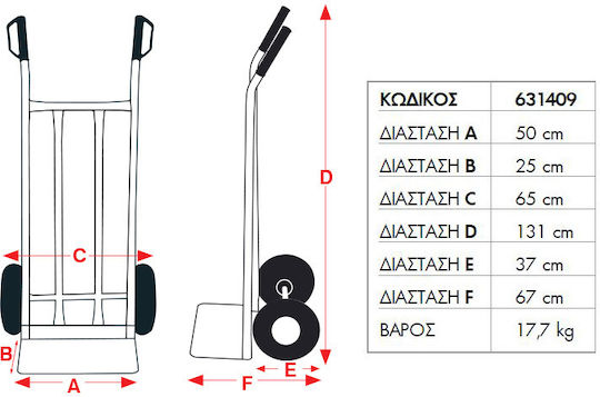 Express Καρότσι Μεταφοράς HT2502T για Φορτίο Βάρους έως 250kg σε Κίτρινο Χρώμα