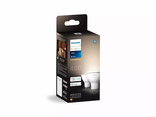 Philips Smart Λάμπες Philips Hue LED για Ντουί GU10 Θερμό Λευκό 400lm Dimmable 2τμχ