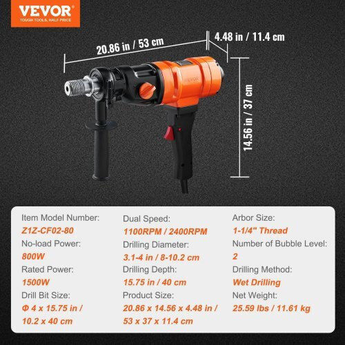 Vevor SCJGSZKJYCY44KHH6V2 Κρουστικό Δράπανο 1500W