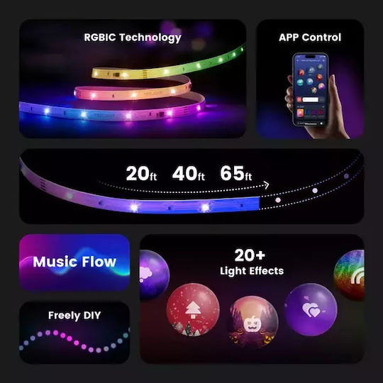 Yeelight Смарт LED Лента Wi-Fi RGB Светлина 6m с Захранване