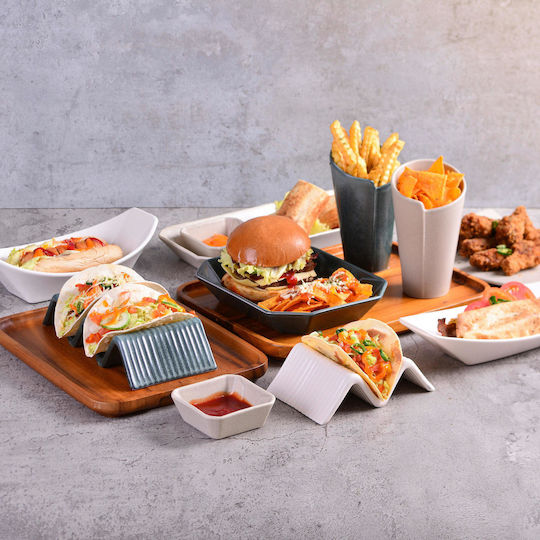 Culinaro Street Food Suport Taco 1-2 Compartimente Ceramică 14.9x10.4xh4.5cm Negru