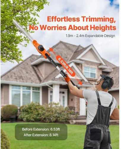 Vevor Hedge Trimmer Battery 20V Telescopic with Blade 50.8cm GZDDLLJ20V20NAT0FV2