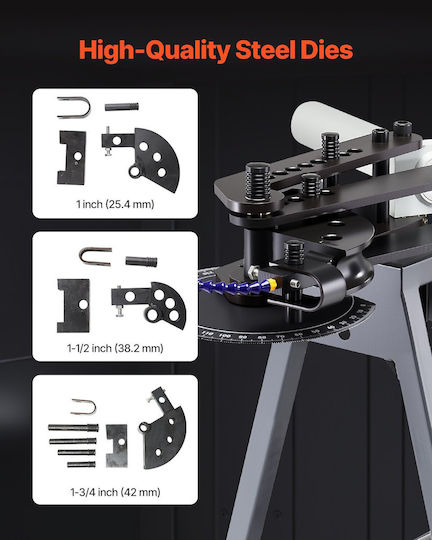 Vevor Electric Pipe Bender Electric Pipe Bender 750w Hydraulic Cylinder 6l Portable Bender 3 Dies & Maximum Bending Angle 180° Suitable for Pipes 25.4mm 38.2mm 42mm