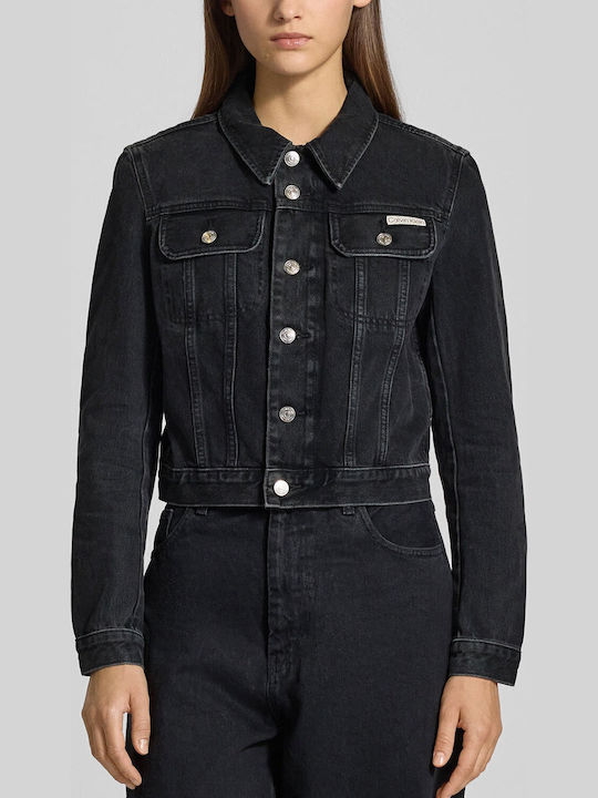 Zuschneiden Damen Jeansjacke Black