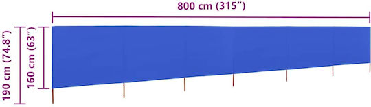 vidaXL Текстилен Панел За Ограда В Син Цвят 1.6x8m