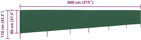 vidaXL Fabric Fence Panel in Green Color 80cm x 8.0m