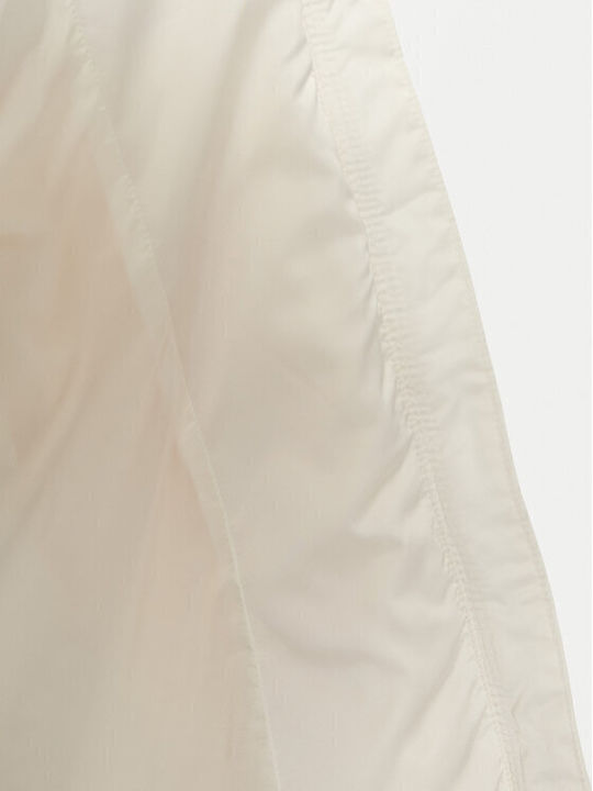 Μακρύ Γυναικείο Puffer Μπουφάν για Χειμώνα White