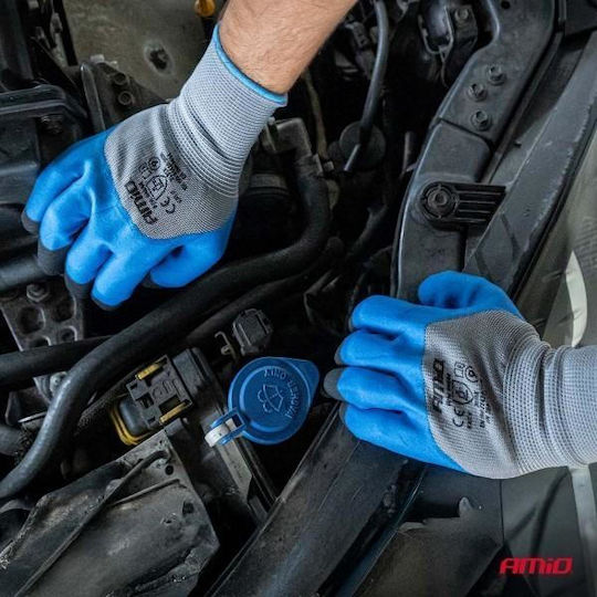 AMiO AMiO Work Driver Gloves Gray Polyester Latex Leather 4 Pieces