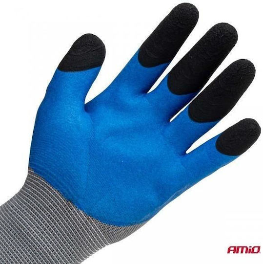 AMiO AMiO Work Driver Gloves Gray Polyester Latex Leather 4 Pieces