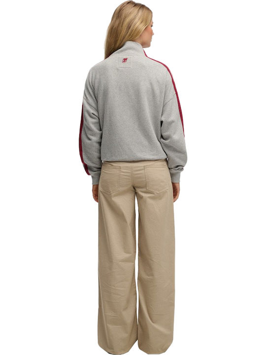 Rise Women's High-waisted Chino Trousers Baggy Line Gray