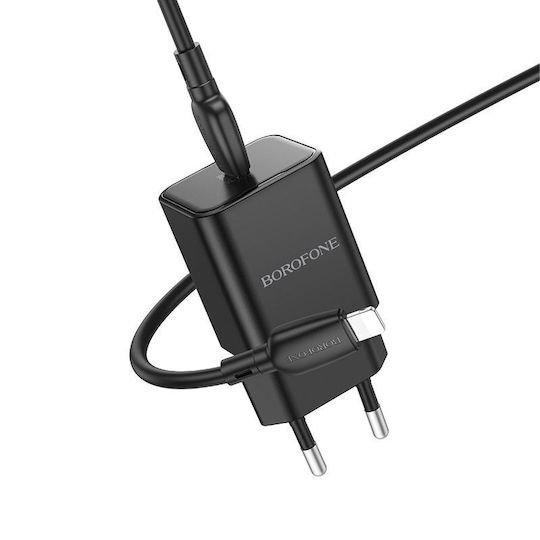 Borofone Charger GaN with USB-C Port and Cable USB-C - Lightning 30W Power Delivery Blacks (BN13 Safety)