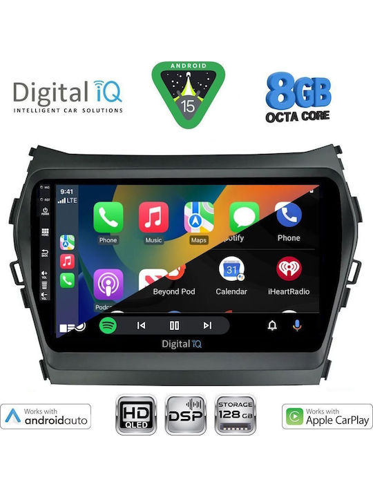 Digital IQ Car Audio System for Hyundai iX45 / Santa Fe 2013-2017 (Bluetooth/USB/WiFi/GPS/Apple CarPlay/Android Auto) with 9" Touch Screen