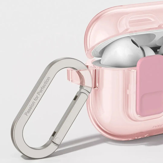 AmazingThing Minimal Click Case Silicone with Hook in Pink color for Apple AirPods Pro 3