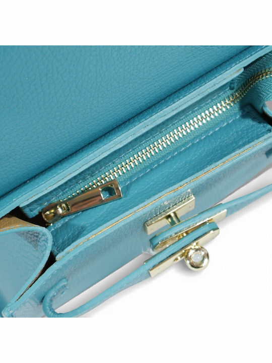 Leather Women's Tote Handbag Turquoise