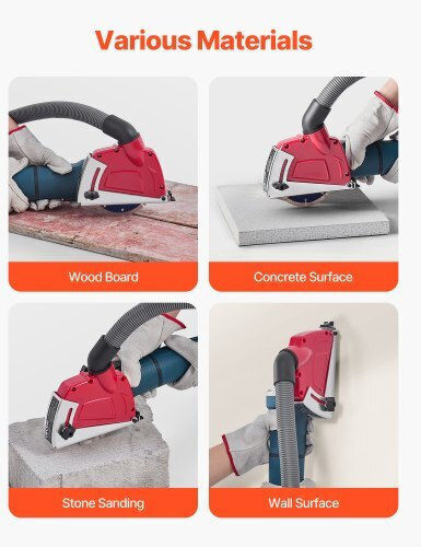 Vevor Dust Protection Cover for Universal Angle Grinders 4-5 Inch 6 Clamping Wheels Adjustable Cutting Depth Vacuum Cleaner Connection Wood Concrete Wall Stone