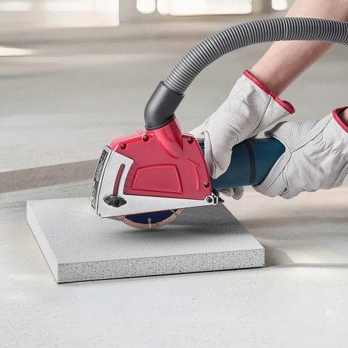 Vevor Dust Protection Cover for Universal Angle Grinders 4-5 Inch 6 Clamping Wheels Adjustable Cutting Depth Vacuum Cleaner Connection Wood Concrete Wall Stone