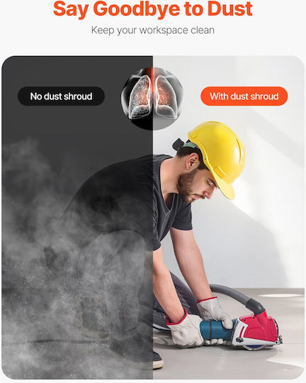 Vevor Dust Protection Cover for Universal Angle Grinders 4-5 Inch 6 Clamping Wheels Adjustable Cutting Depth Vacuum Cleaner Connection Wood Concrete Wall Stone